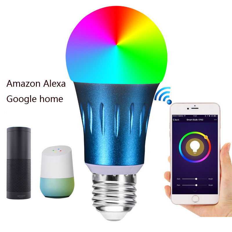 E27 11W RGBW WiFi Smart Voice Control LED Light Bulb Work With Alexa and Google Assistant